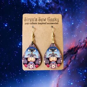 Disney Pixar Wall-E Robot Floral Earrings